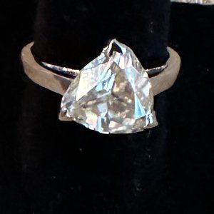 Golden Yellow Trillion Moissanite Diamond Solitaire 4.51Ct. Size 7